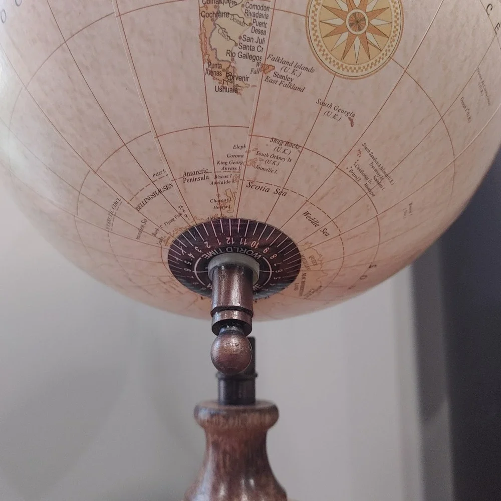 Walmart Tabletop Decorative World Globe Tan Sepia Wood Base Vintage Inspired